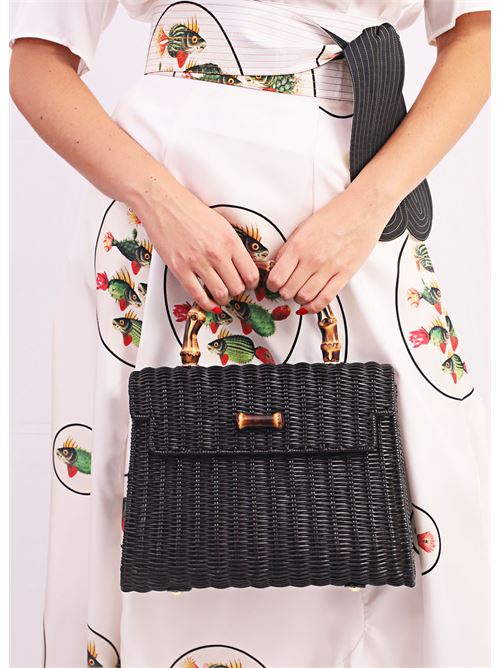 Mini handbag with bamboo handle Laboratorio Capri | 110NERO
